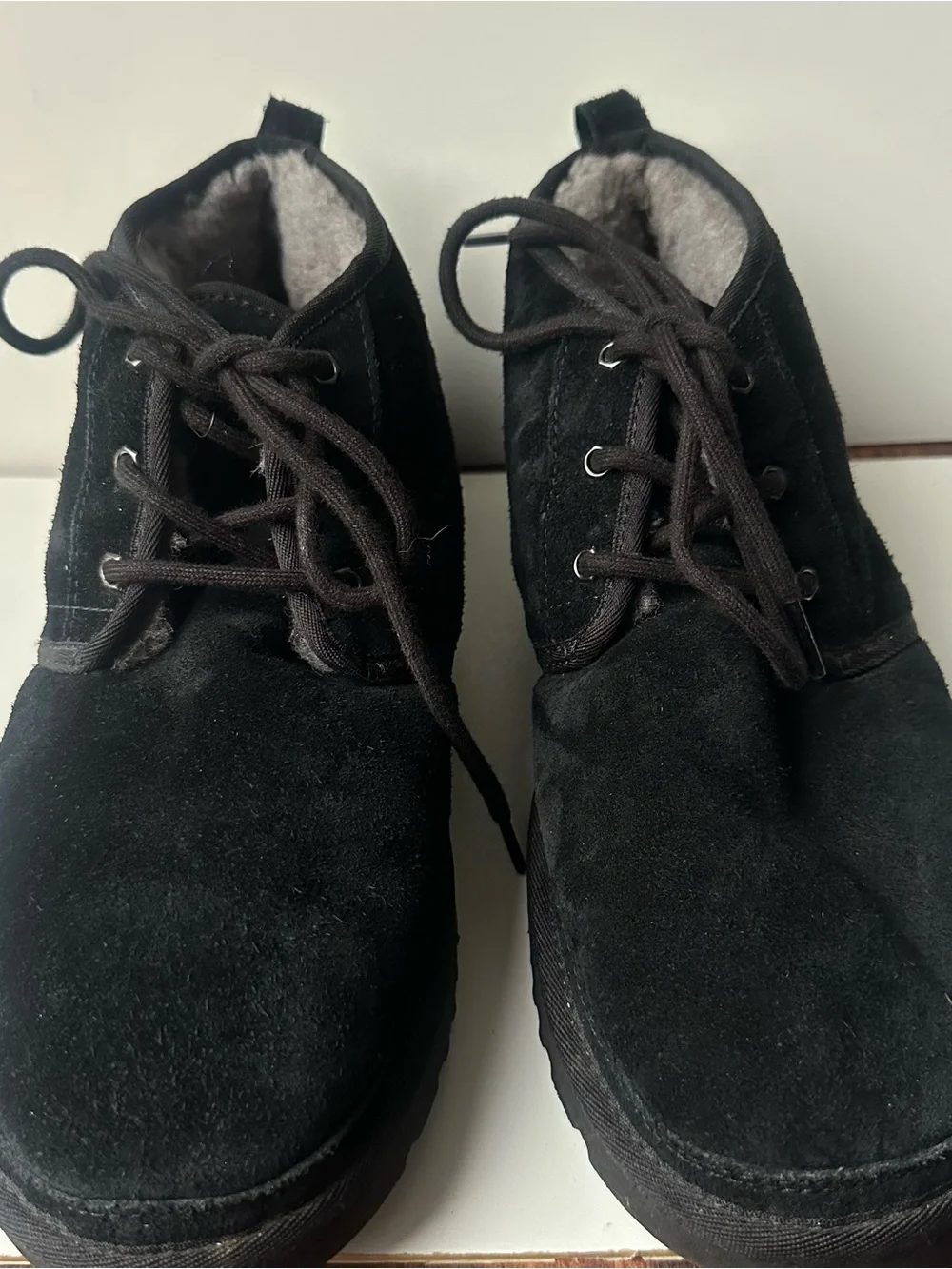 ⁠Men's UGG Neumel Black Suede Lace Up Ankle Boots Slippers Size 12 / EU 45